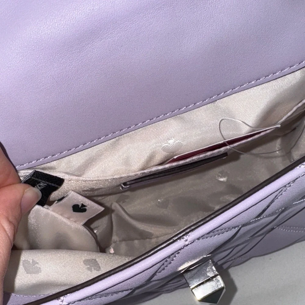 NWT Kate Spade Lilac Frost Natalia Quilted Square Leather Crossbody Bag